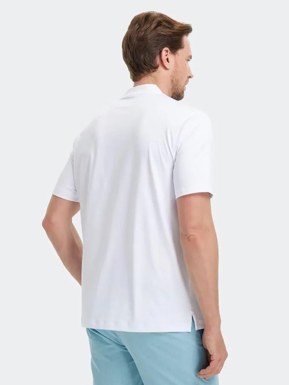 Mens White Dry Fit Henley Shirt Moisture Wicking Casual Performance Tee - Picture 3 of 6